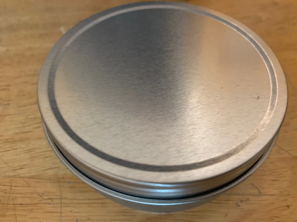 LOT of 6 Metal Tin Containers with Covers, Size 3 Oz, Color Silver, Qty 6 Total - Image 2 of 3