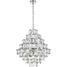 Crystal Chandelier 15 Light Fixture Chrome Foyer Living Room or Dining Room