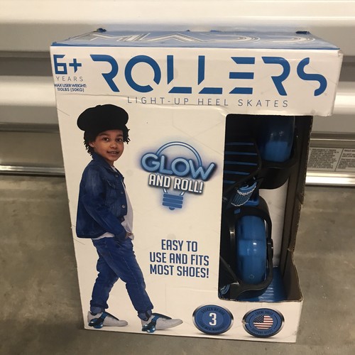 Madd Gear Boys Rollers Light Up Heel Skates Fits Most Shoes Blue Age 6