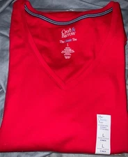 Croft & Barrow Women's V- Neck Tee Shirt Top Sz XL - Cherry Red - New