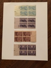  4 DIFFERENT U.S. 3 CENT PLATE BLOCKS - PLACES/STATES - ALL MINT NEVER HINGED