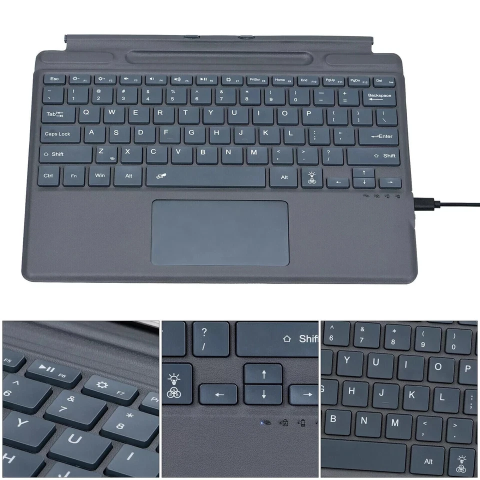 Teclado Bluetooth inalámbrico retroiluminado de 7 colores para Microsoft Surface Pro 8/9/10/X Foto 2 de 4