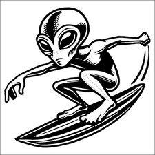 Alien Surfer Vinyl Sticker Decal Van Graphics Campervan Large Surf Ufo