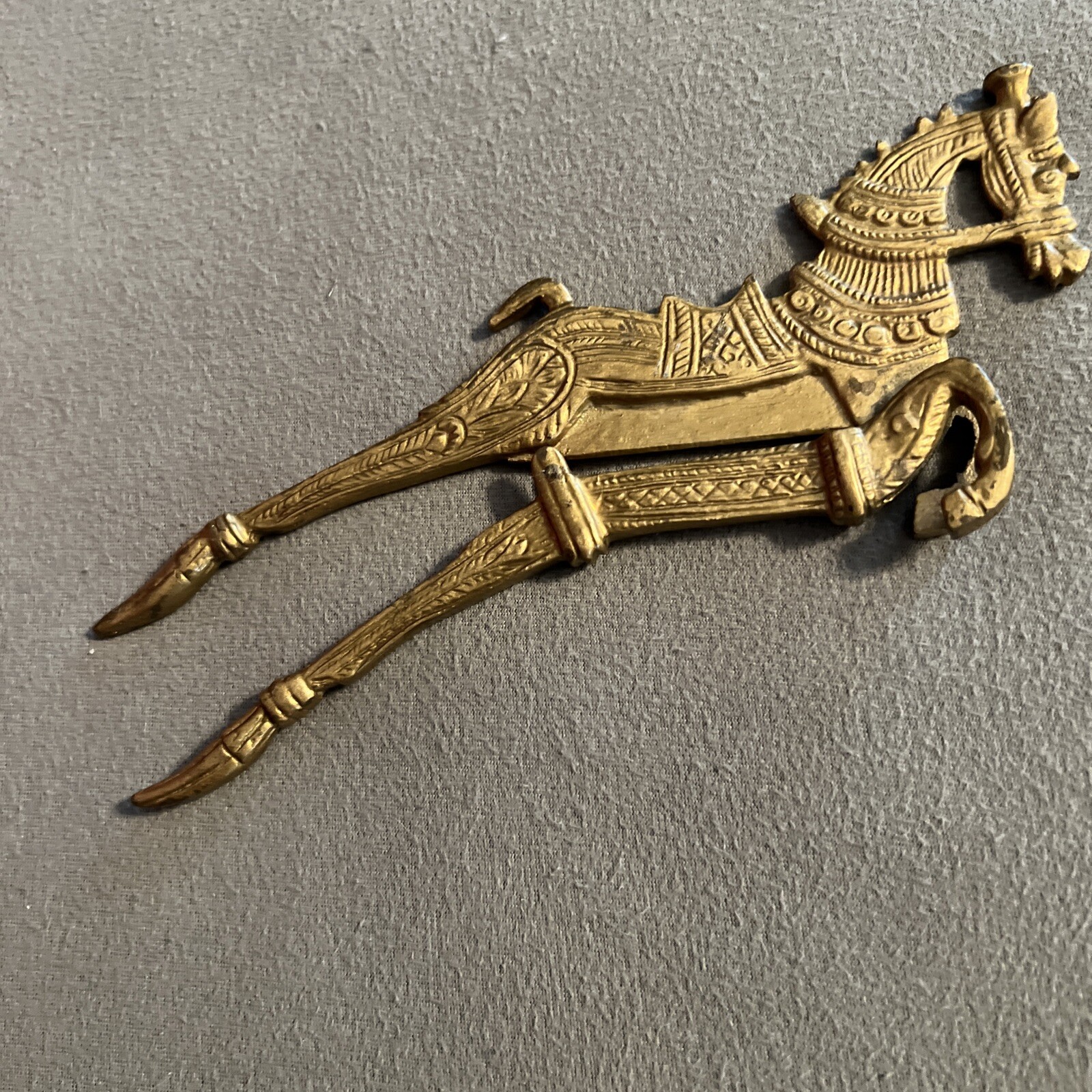 Vintage 1940s-50s Ornate Brass Horse Nut Cracker