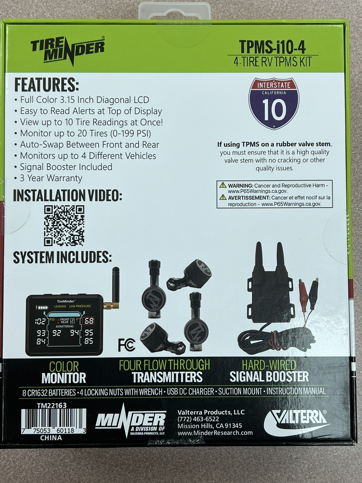 Tire Minder Research RV Tire Monitoring TM22163 TPMSi104 SYSTEM *NEW