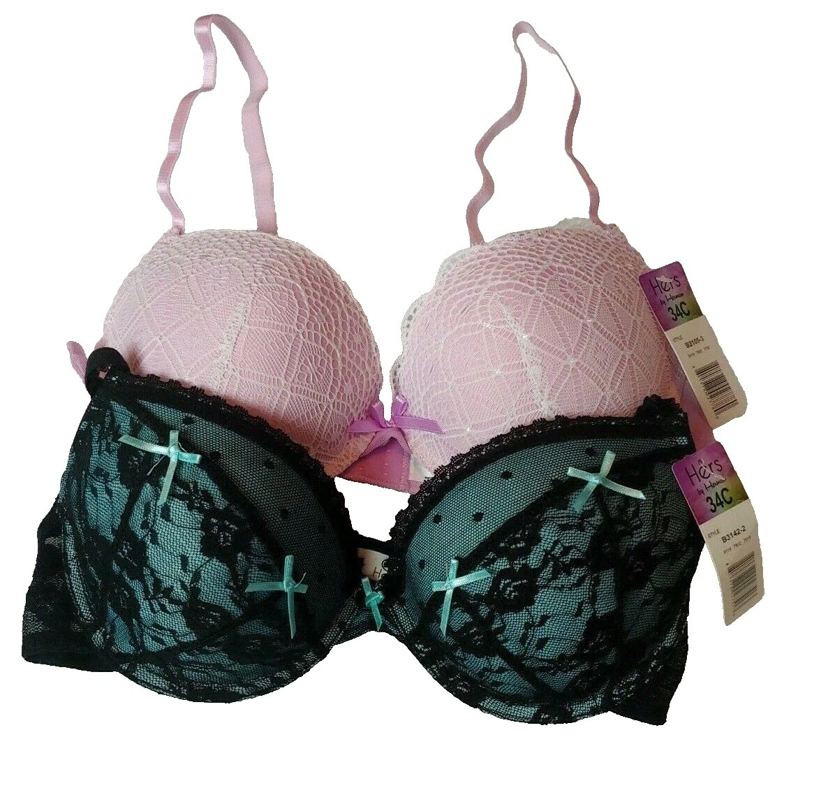 Brasieres y Negro Nylon PINK Bra Sets para Mujeres