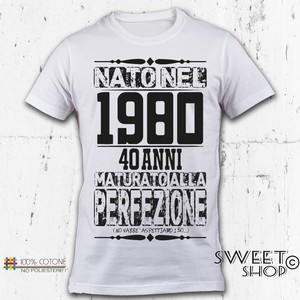 T Shirt 40 Anni Uomo Compleanno 1980 Festa Simpatica Divertente Idea Regalo Papa Ebay