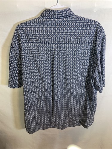 Guess Jeans Casual Shirt Mens Size Large Blue Geometric Short Sleeve Button Up - Picture 8 of 12