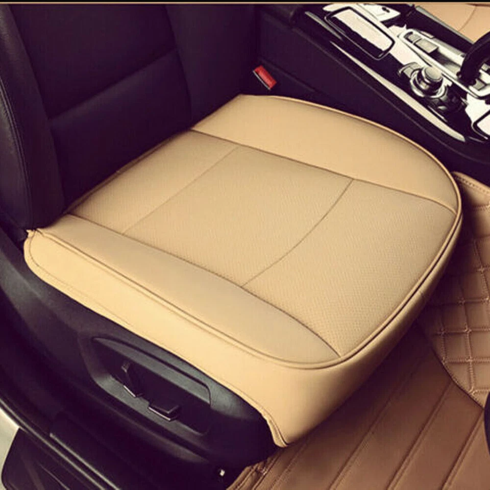 2X Car Front Seat Cover Full Surround Breathable Leather Pad Chair Cushion Beige - Image 3 of 4
