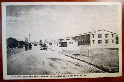 Camp Lee Petersburg VA Postcard Champ Elysee and Artillery Section Canteen 2189