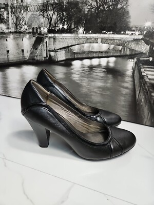 #ad Life Stride Memory Foam Black 3.5quot; Heels Pump Slip On Shoes 8.5M $18.00