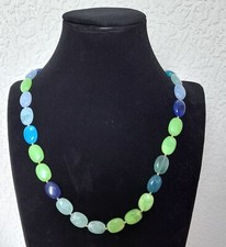 Chunky Beaded Women'sNecklace, New, Green/Blue Multi Coloured. 70 cm 28 inches.