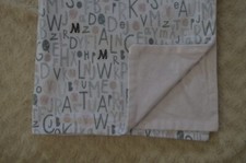 S.L. Home Fashions Alphabet Letter Baby Blanket Pink White Stripes Gray ABC SL