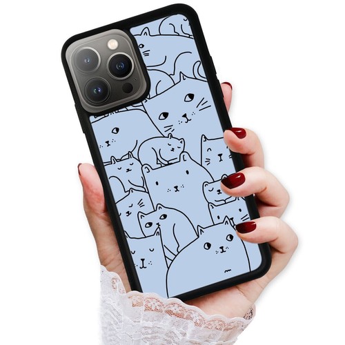 For iPhone SE XS XR Max 5 6 7 8 Plus kitten cat silhouette Pattern Hybrid Covers - Picture 22 of 25