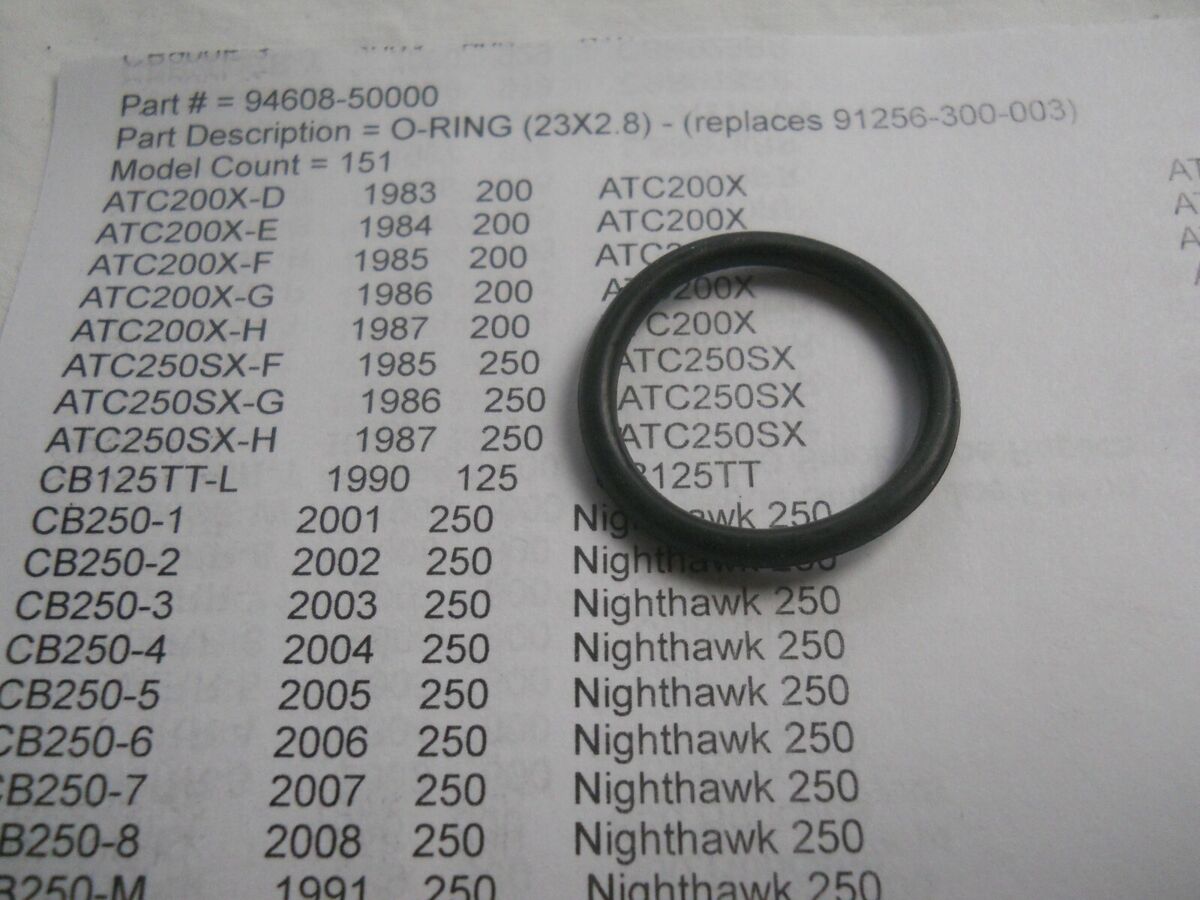 Honda NOS, CB250, CM400, CX500, XL350, O-Ring (23x2.8), # 94608-50000. H34b Honda NOS, CB250, CM400, CX500, XL350, O-Ring (23x2.8), # 94608-50000. H34b