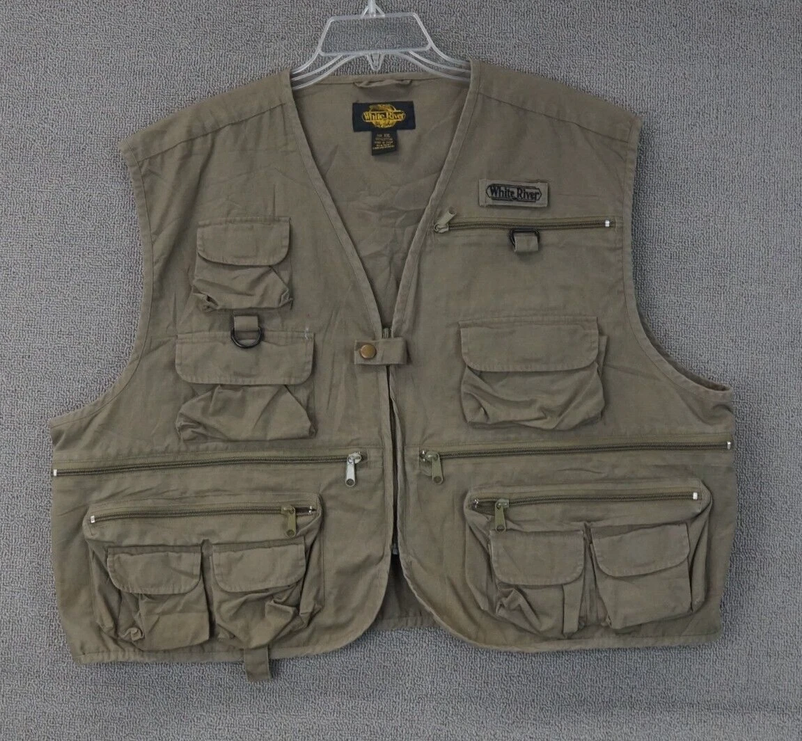 White River Fly Shop Vest Jacket Fly Fishing Inside Pockets Men's Green Size 2XL