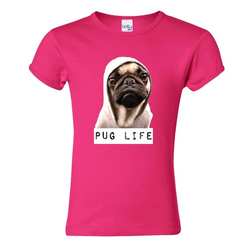 🔥 Pug Life Youth Girls T shirt Funny Pugs With Hoodie Puppy dogs lovers Gift - Picture 7 of 7