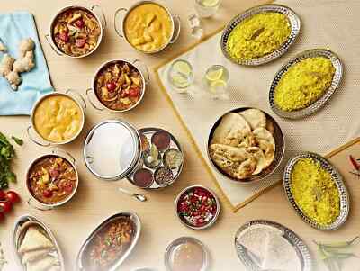 17-teiliges gehämmertes Balti Servierset Indisches Fest Gewürzbox Reistablett Naan Brot Neu