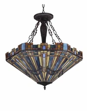 Tiffany-style Mission 3-light Inverted Ceiling Pendant Chloe Lighting Multicolor