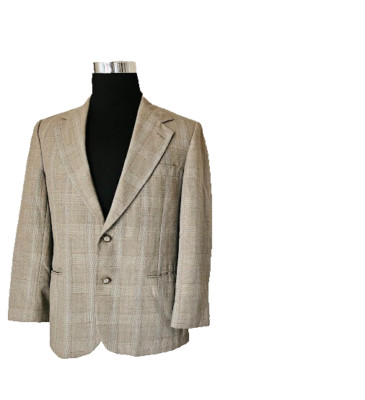 Country Squire Beige Classic Plaid Blazer Men s 40