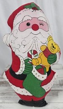 Vintage Handmade Christmas Santa Claus Double Sided Throw Pillow 13"