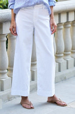 NWOT 328 FRANK  EILEEN Wexford Wide-Leg Cotton/Linen Pant 10 White