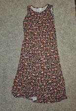 Terra & Sky Floral Tank Dress Womens 2XL Plus Tie Back Sleeveless Black
