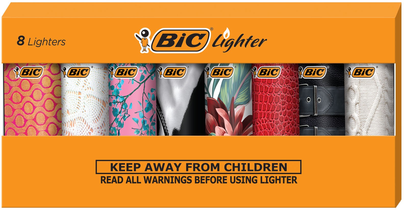, Assorted Fashion Designs, Set Of 8 Pocket Lighters