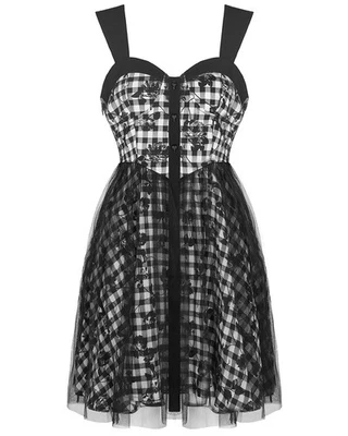 Punk Rave Daily Life SkullFlower Lolita Minikleid – Schwarz/Weiß Karo - Bild 1 von 4