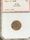 1909 S VDB Lincoln Cent Key Date Rare Penny -- 1c Fine Details Corroded