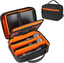 3 Slots Microphone Case for Wireless Microphones, Carrying Bag with Padded Inter