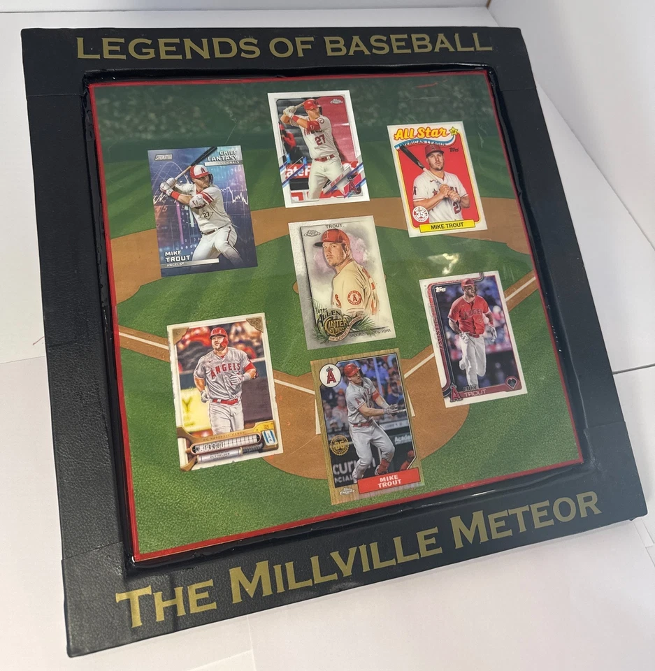 Placa hecha a mano Mike Trout Angels 1/1 - Exhibición de arte de resina con 7 tarjetas - Meteoro Foto 2 de 4