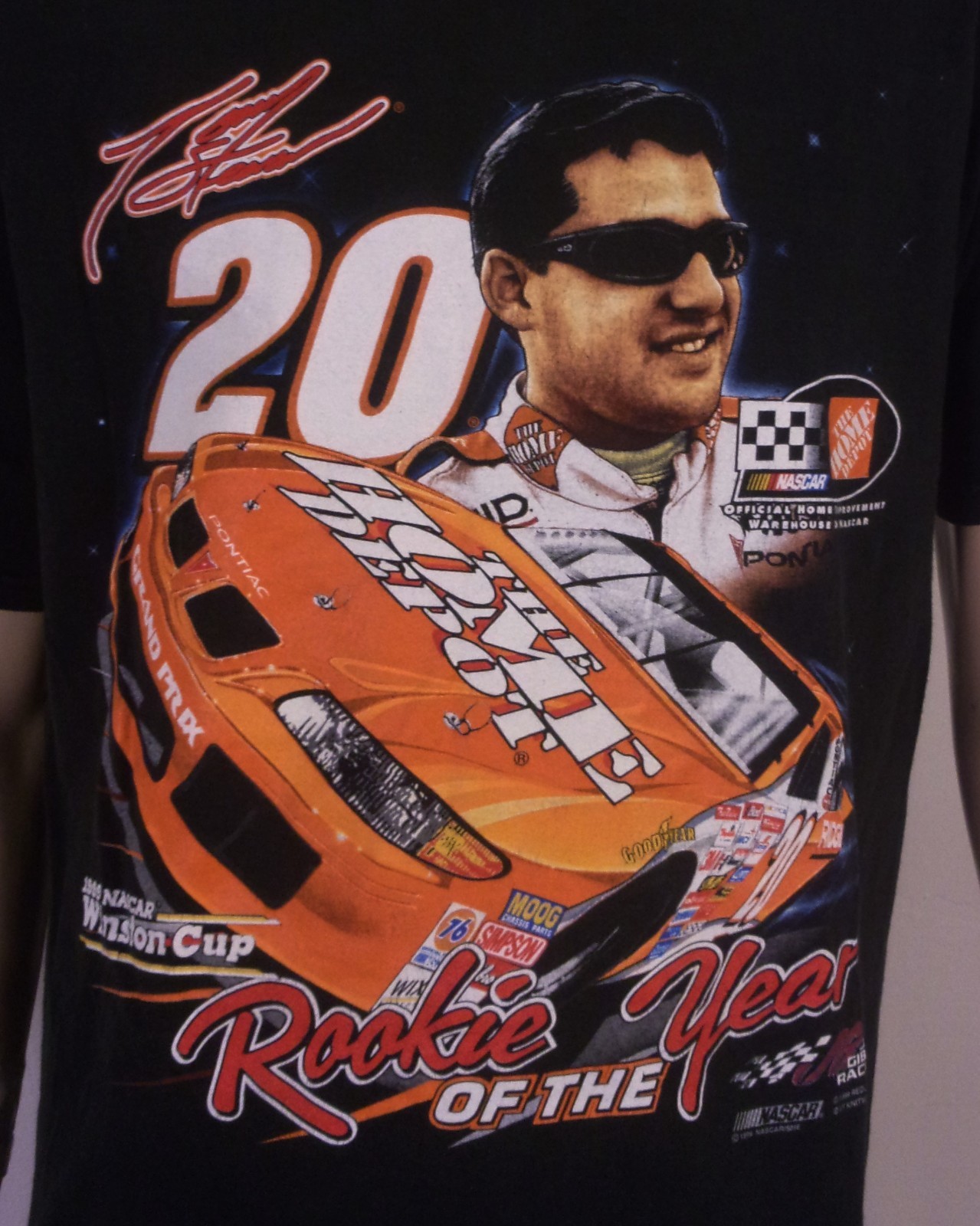 vintage 90s Tony Stewart NASCAR Racing T-Shirt 1999 Rookie of the Year SZ L