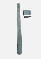 Set Cravatta e Pochette Uomo Verde con Fiori Sartoriale Elegante Cerimonia