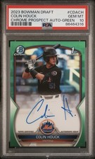 2023 Bowman Draft Colin Houck Chrome Green Auto 1st Bowman PSA 10 Gem Mint Mets