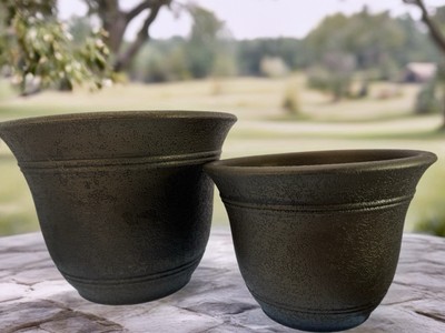 Lot Of 2: Self Watering Planter Flower Garden Pot 10  In & 7.5  Bronze