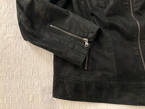 Levi's Genuine Leather Black CAFE Biker Jacket Size 42 - Picture 4 of 9