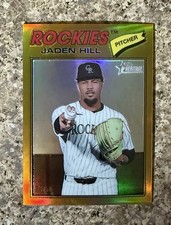 2026 Topps Heritage #26 Jaden Hill Gold Chrome RC #’d 24/50 Colorado Rockies