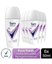 6x Sure Women Motion Sense AP Deodorant Rollon 72H Nonstop, Pure Fresh - 50ml