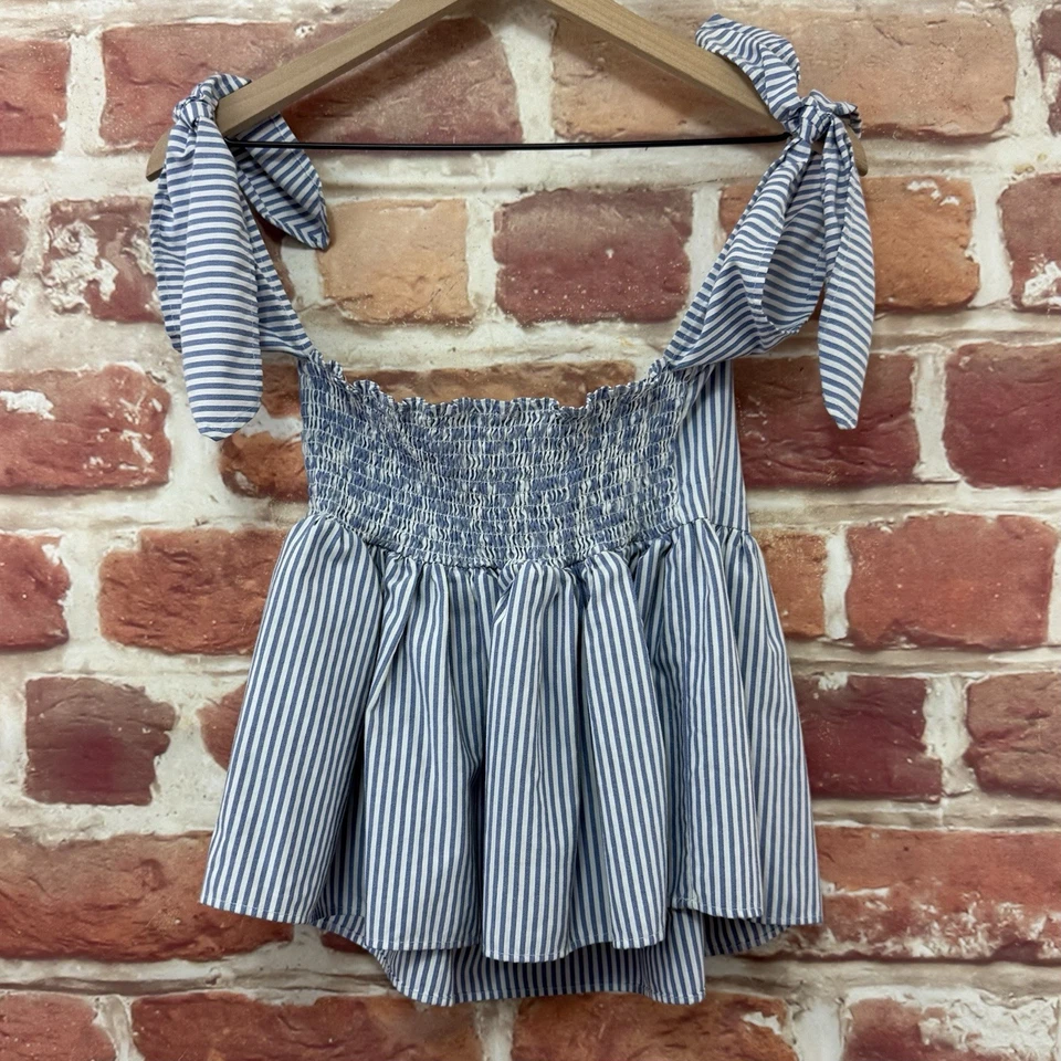 Camisa informal floral a rayas multicolor azul pequeño Zara crop top para mujer Foto 4 de 4