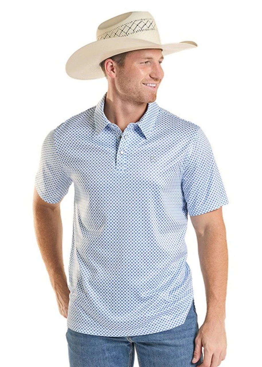 Panhandle Slim Blue Diamond Snap Print - Mens Polo - Tm51T08972