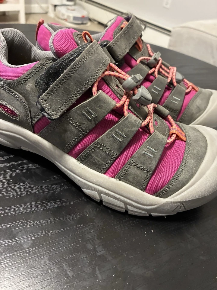 Keen Niños Zapatos de Senderismo Rosa Gris Impermeable Puntera Bungee Trail 5Y Foto 3 de 4