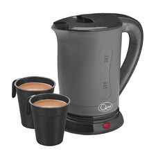 Black Compact Travel Kettle, 0.5 Litres, 600 Watt & Dual Voltage , Includes 2