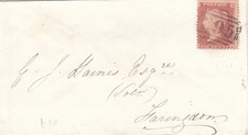 GB QV 1d red stars envelope from Highworth to Faringdon London 1861