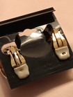 ELEGANT CINER GOLD PLATED PAVE CRYSTAL RHINESTONE BLACK ENAMEL CLIP EARRINGS — photo 2