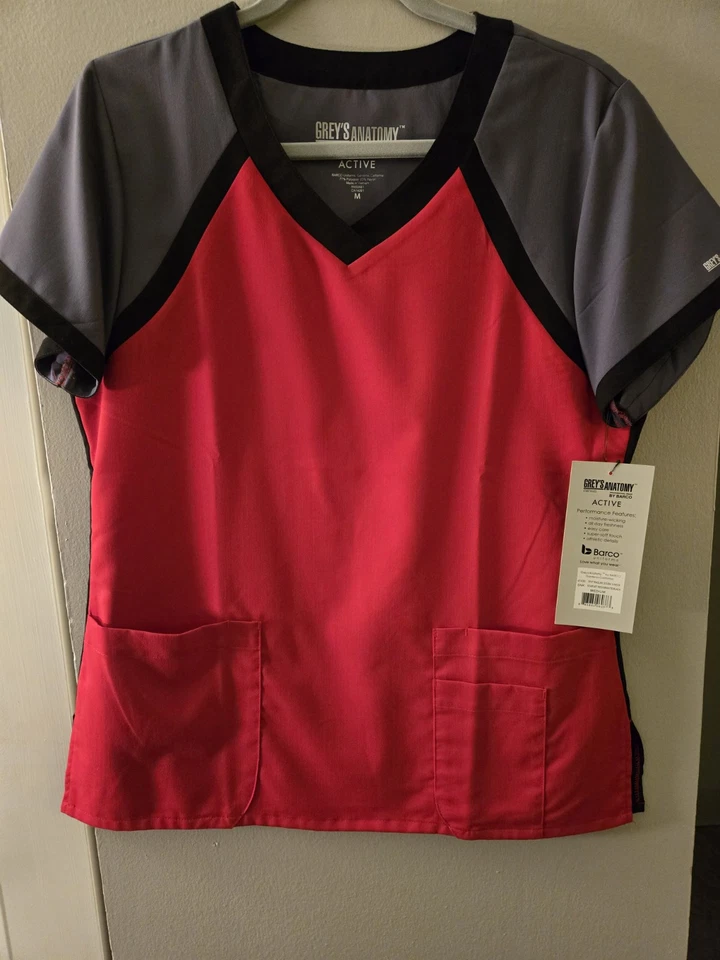 Womens Scrub Top Medium Grey's Anatomy Short Sleeve - Image 2 of 2