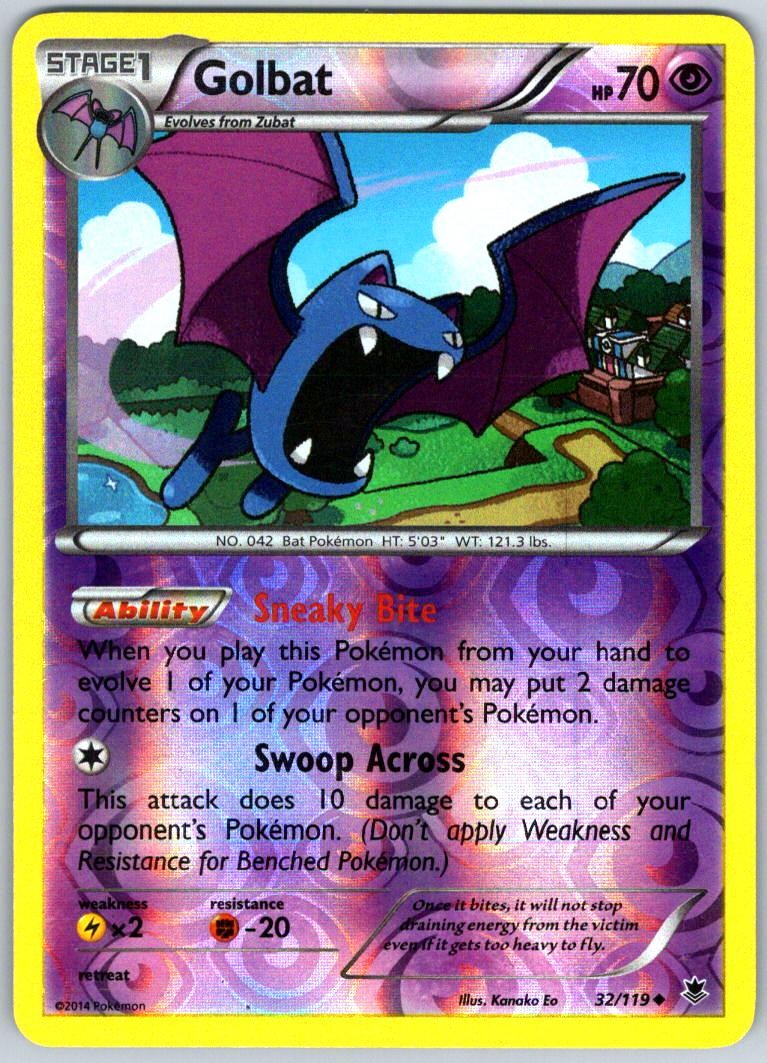 GOLBAT 32 LIGHTLY PLAYED Reverse Holo Phantom Forces