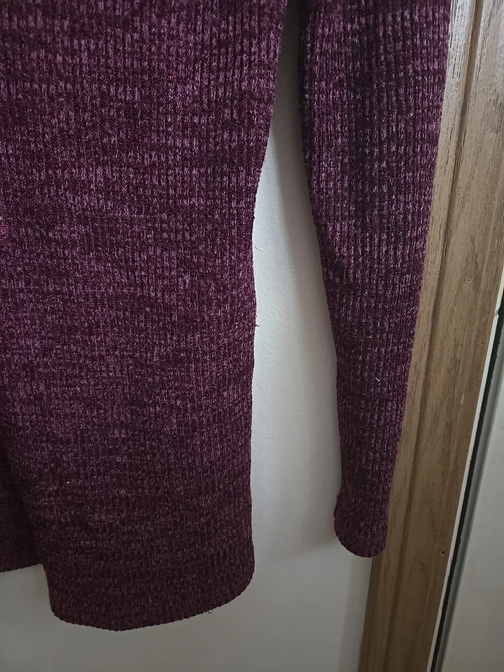 Blusa American Eagle feminina de malha roxa estilo cadarço manga longa tamanho M nova sem etiquetas! - Imagem 3 de 4