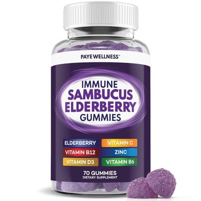Elderberry Gummies Immune Support, Daily Support for Kids and Adults*, with S...