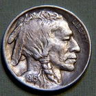 1915 P United States Buffalo Nickel 5 Cent Coin - AU With Full Horn Lot 1460